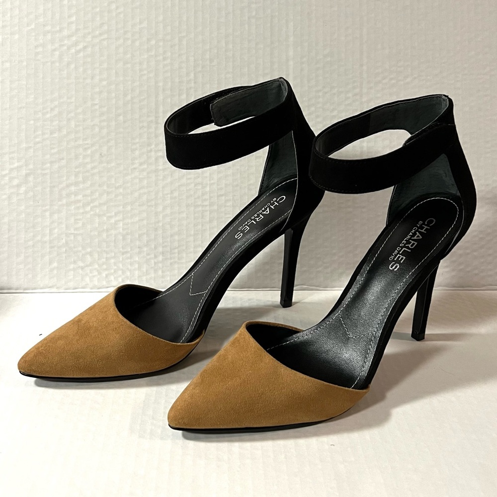 Charles by Charles David Brown Black Strap High heels Pointed toe Women shoes